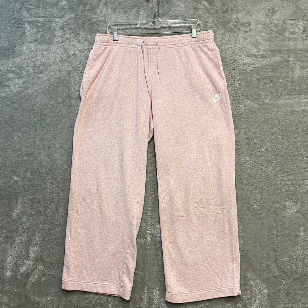 Nike Sweatpants Womens Large Pink Wide Leg Fleece Joggers CJ3740-697